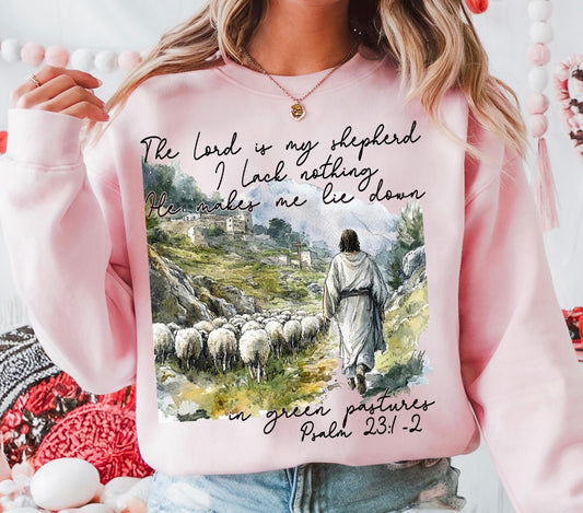 THE LORD IS MY SHEPHERD ON LIGHT PINK