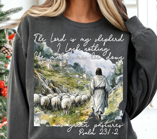 THE LORD IS MY SHEPHERD ON DARK GRAY